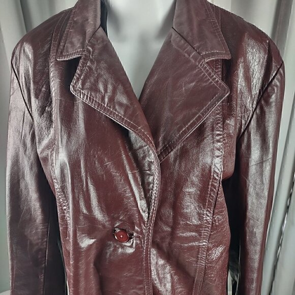 General Leather Women's Two Button Chocolate Leather Coat Jacket Size 24.5 - Picture 2 of 13